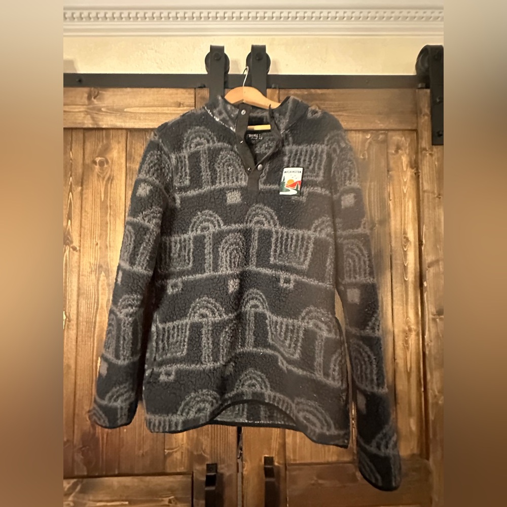 Men's Black Patterned Zip-Up Sweater